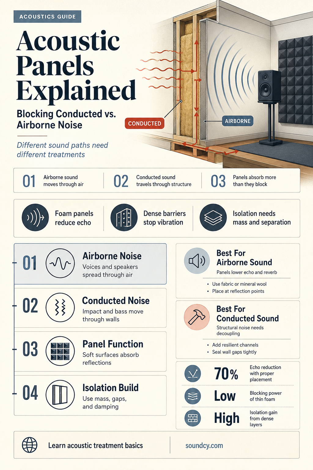 do acoustic panels block conducted sounds or air sounds
