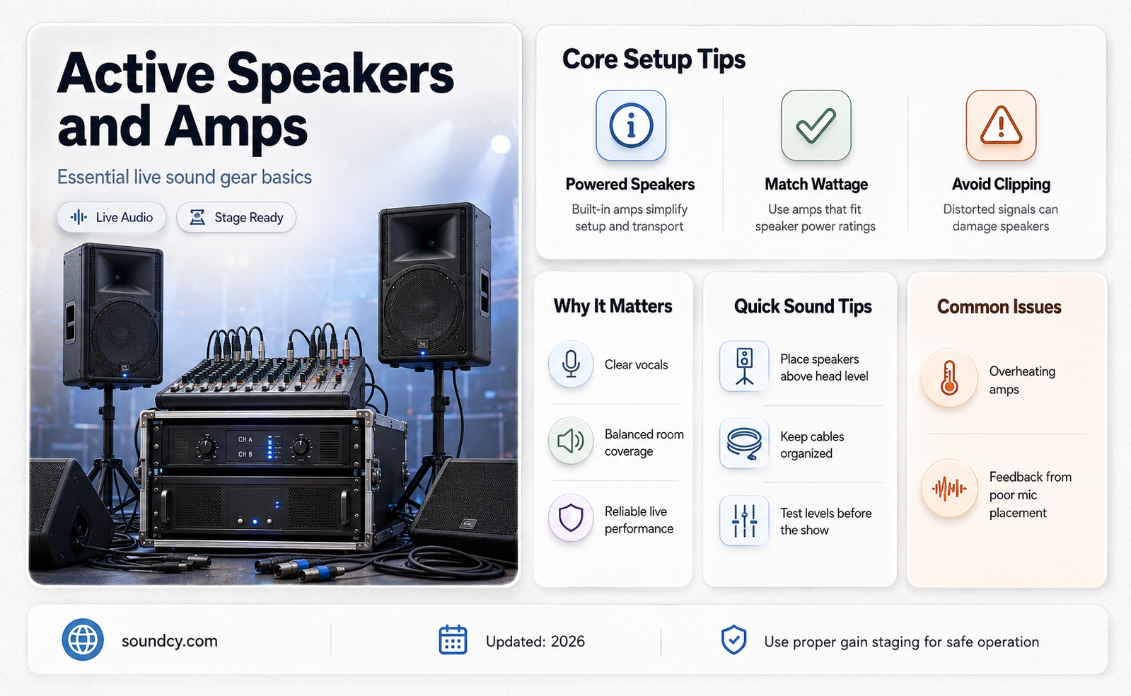 do active speakers need an amp for live sound