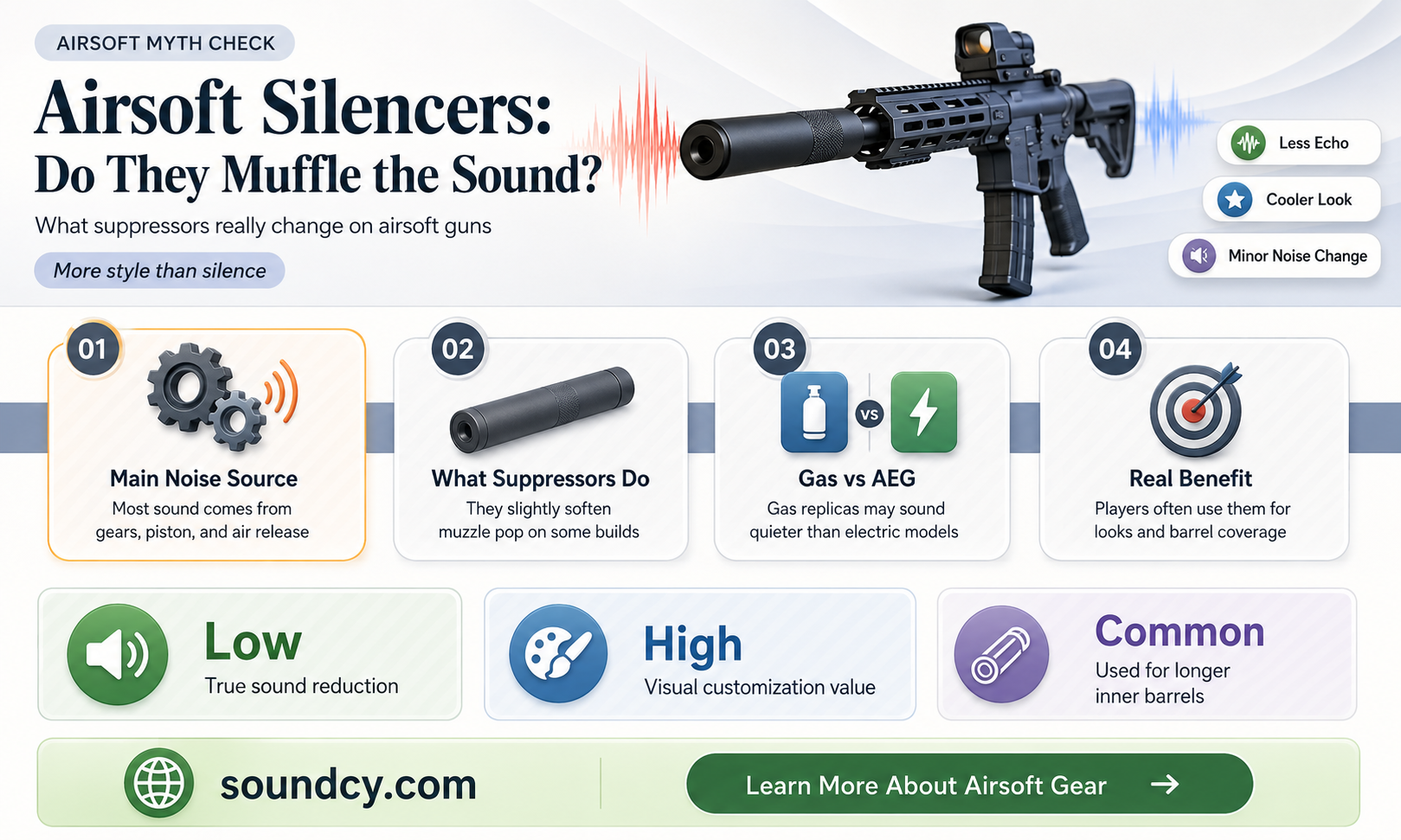 do airsoft silencers affect the sound
