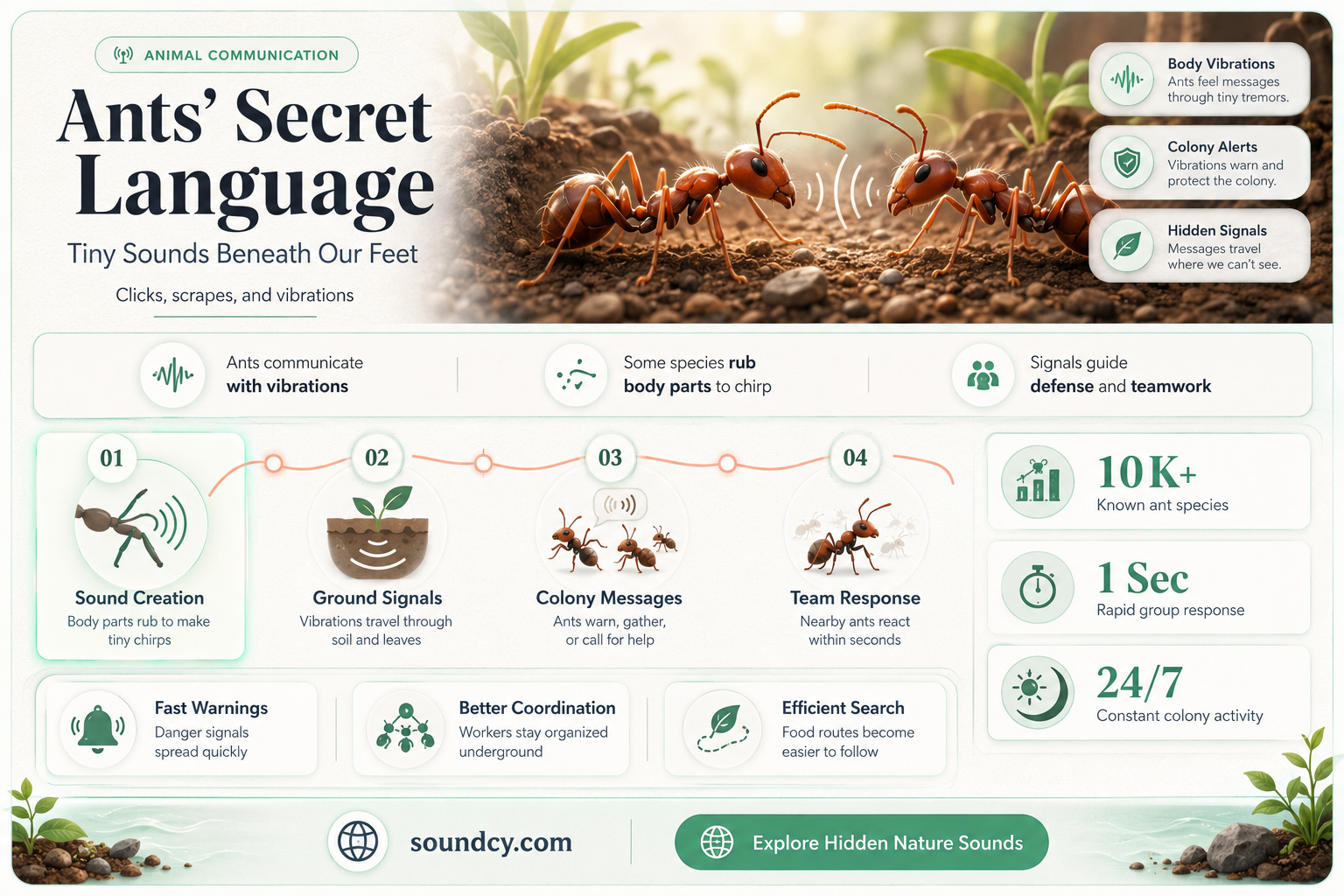 do ants have a sound frequency