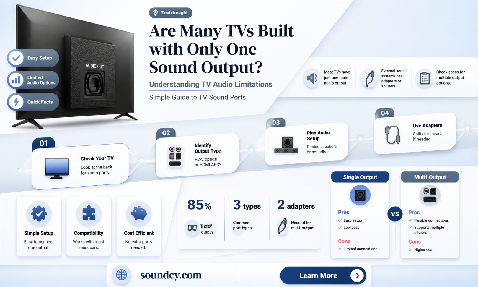are many tvs built with only one sound output