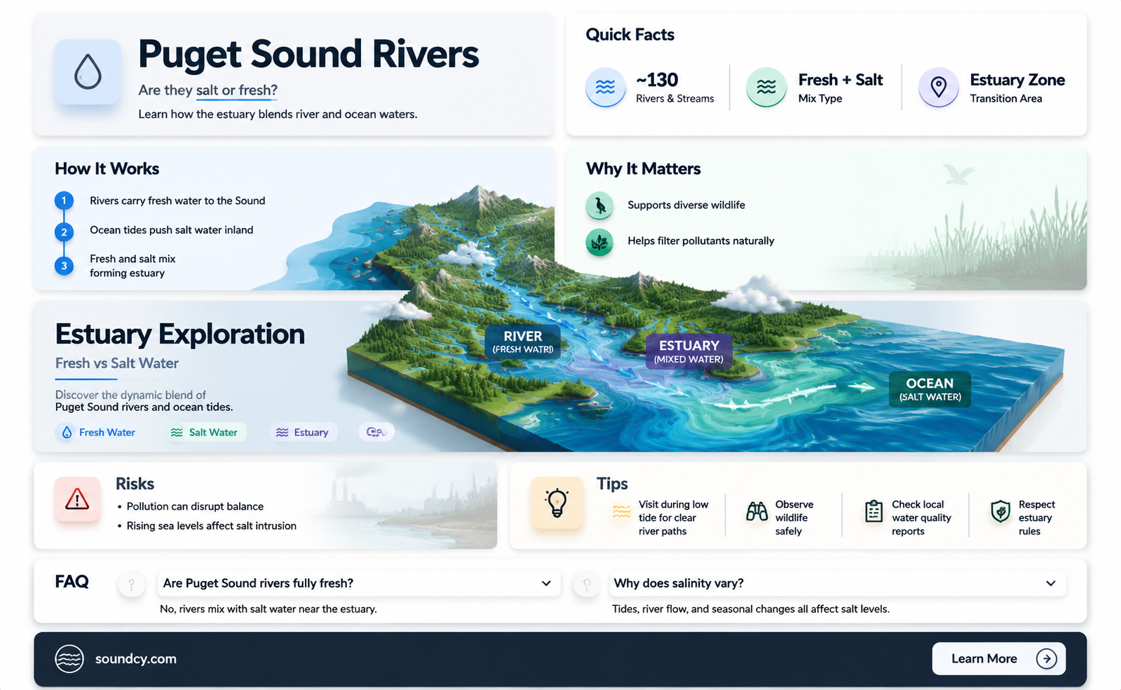 are rivers entering puget sound salt or fresh water