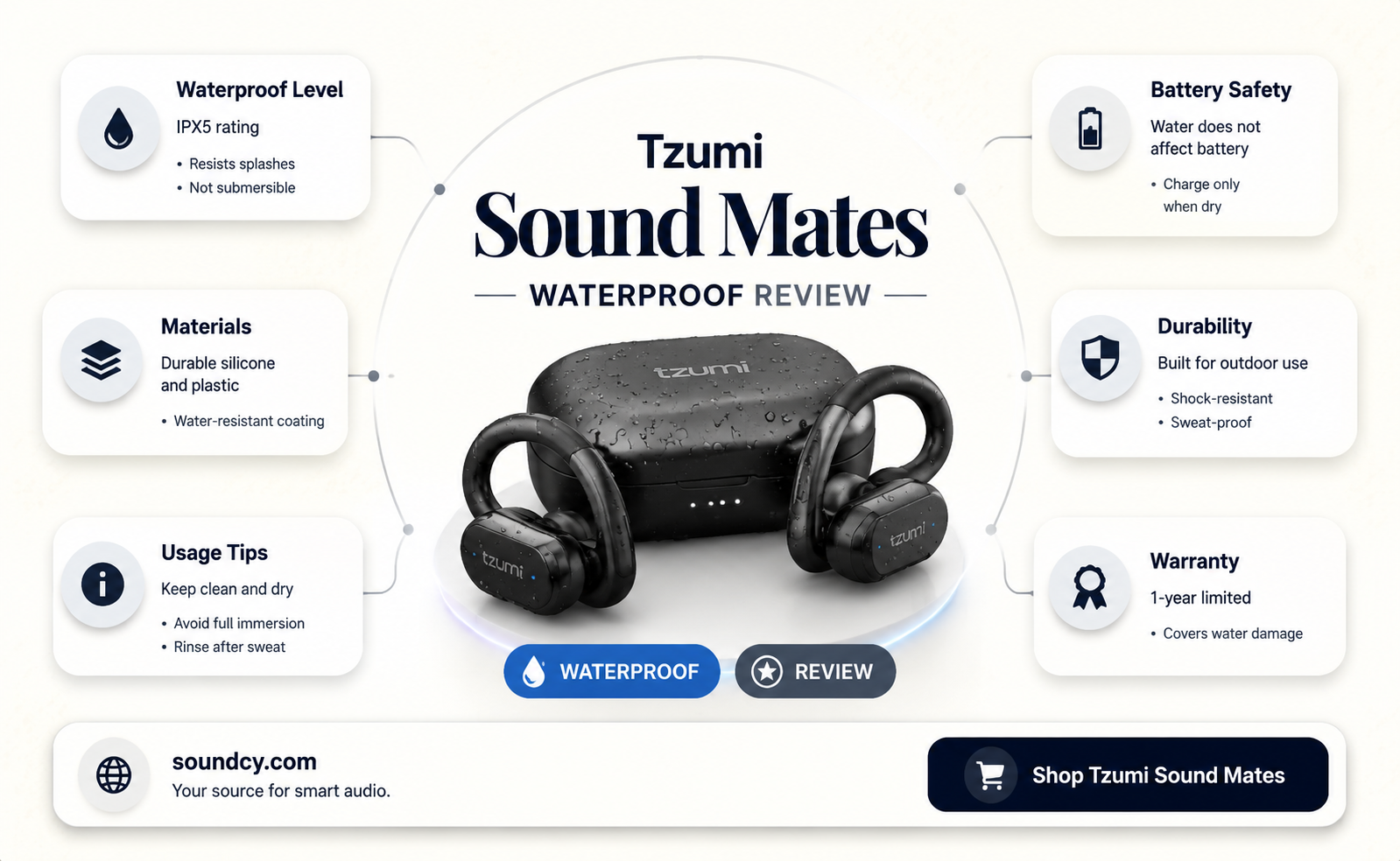 are tzumi sound mates waterproof