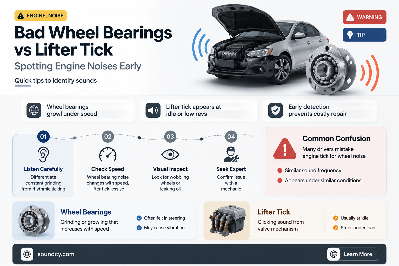 do bad wheel bearings and lifter tick sound similar