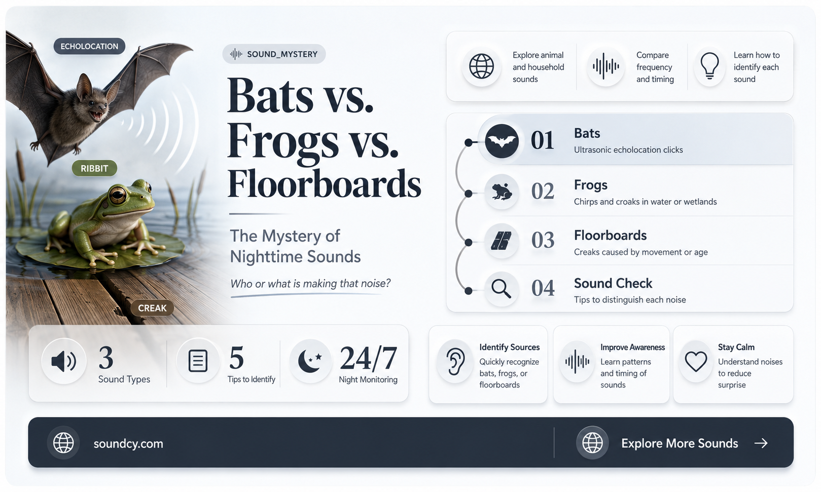 do bats sound like a frog or creaky floorboards