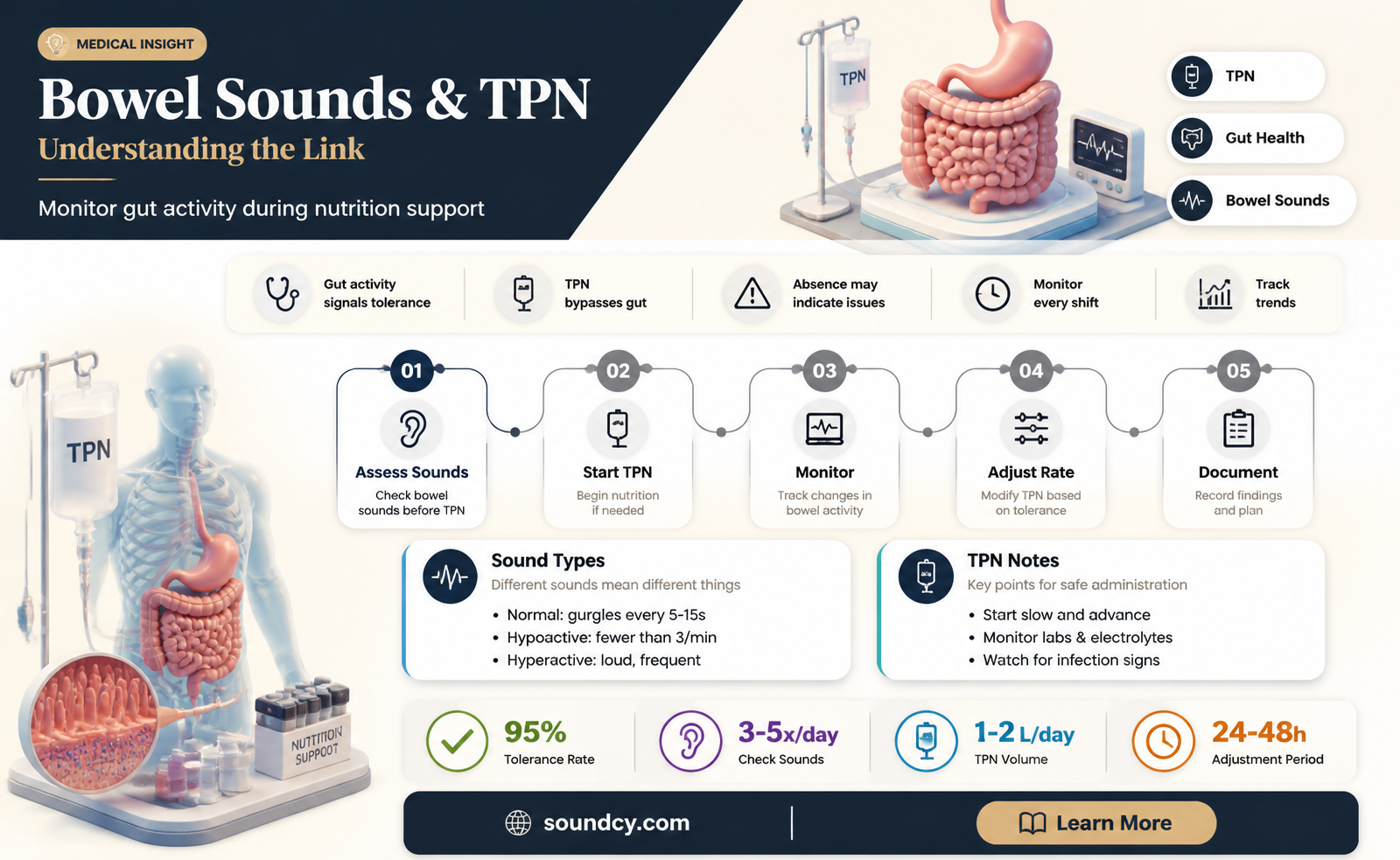 are bowel sounds present with tpn