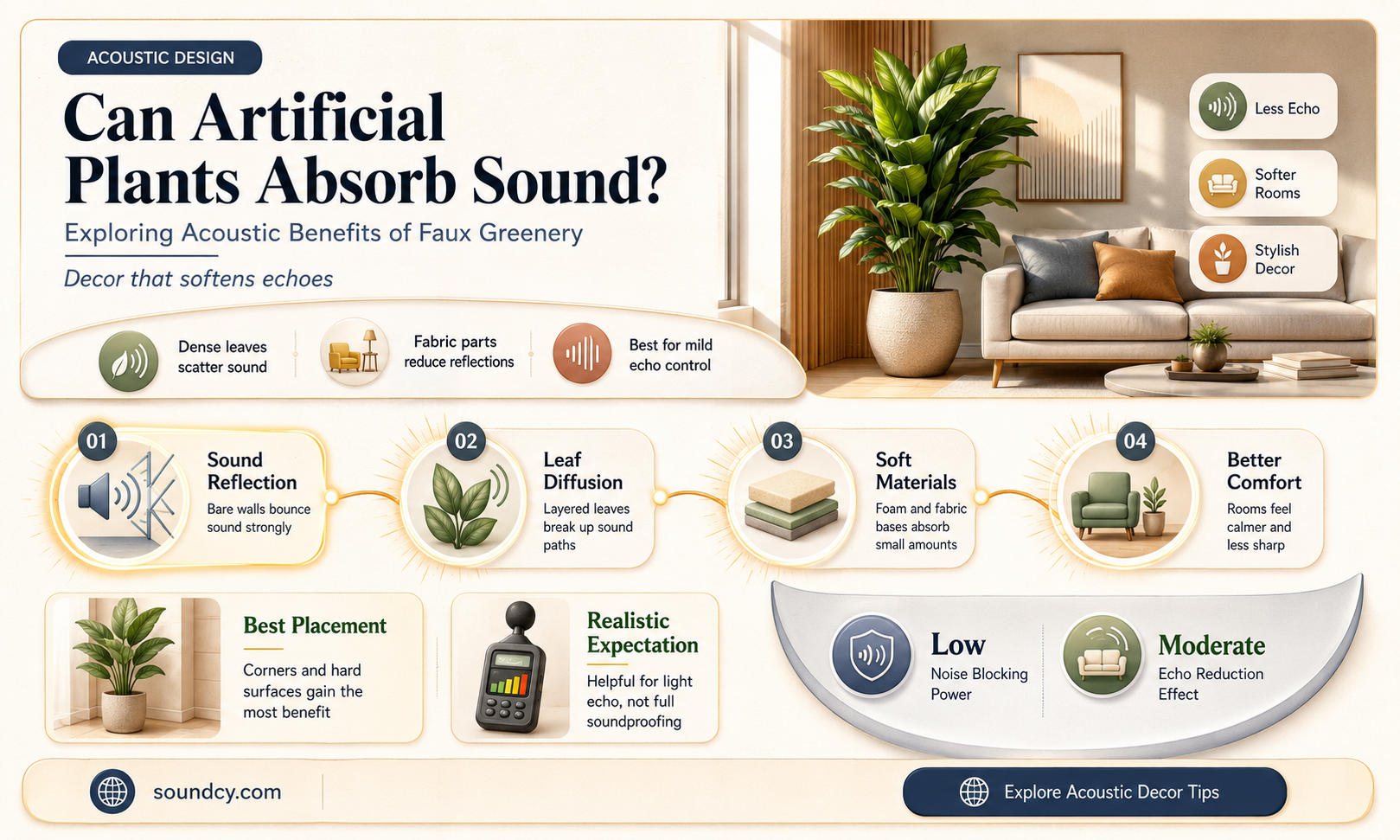 do artificial plants absorb sound