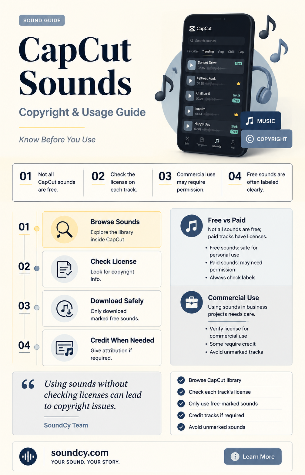are sounds in capcut copyright free
