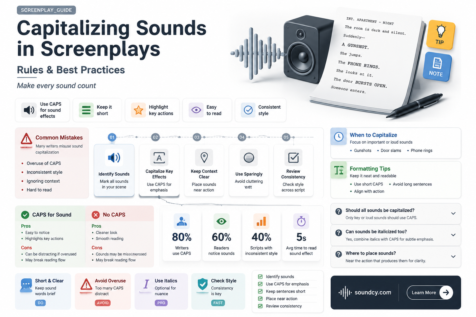 are sounds capitalized in screenplays