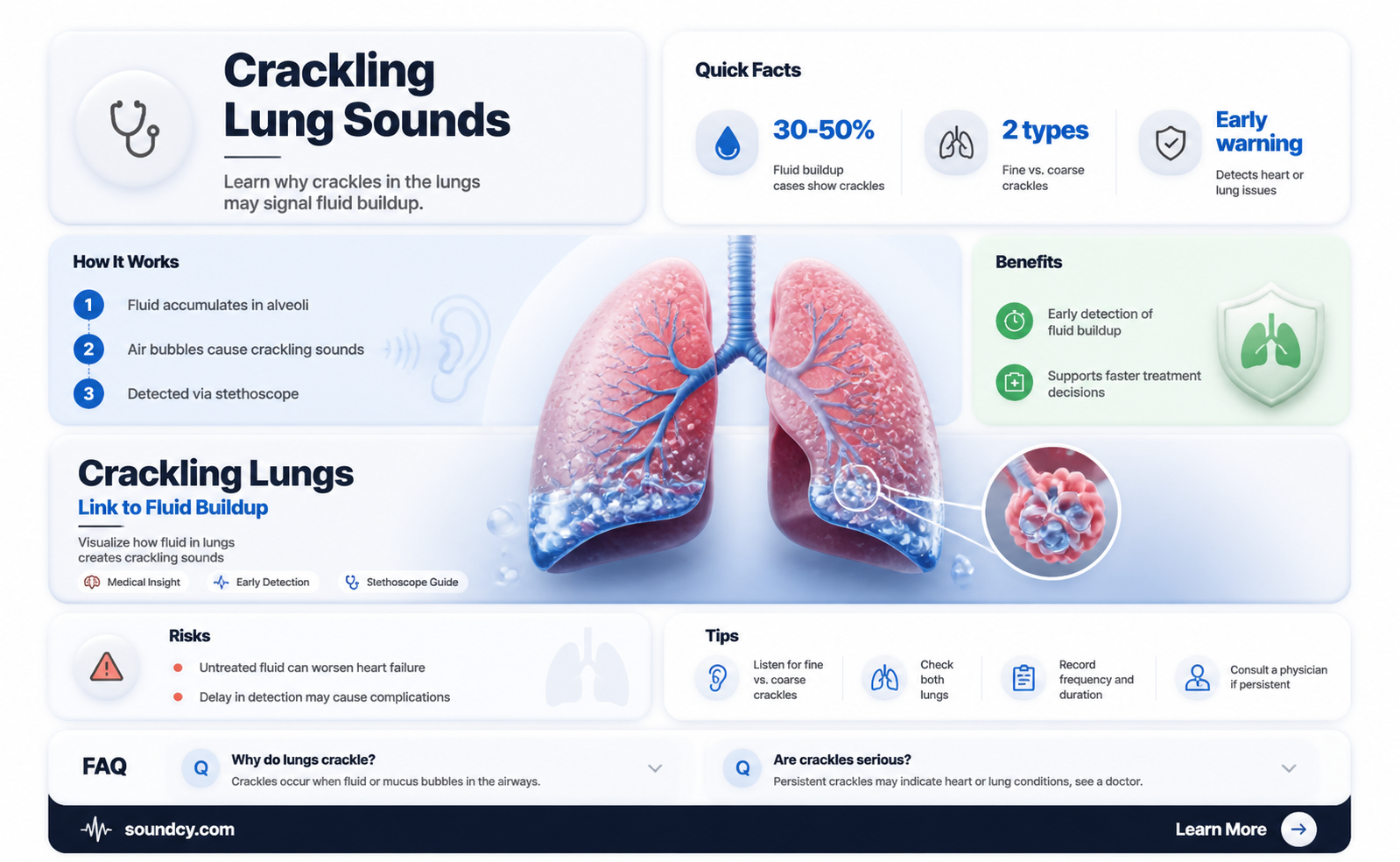are crackling sounds that indicate fluid in the lungs