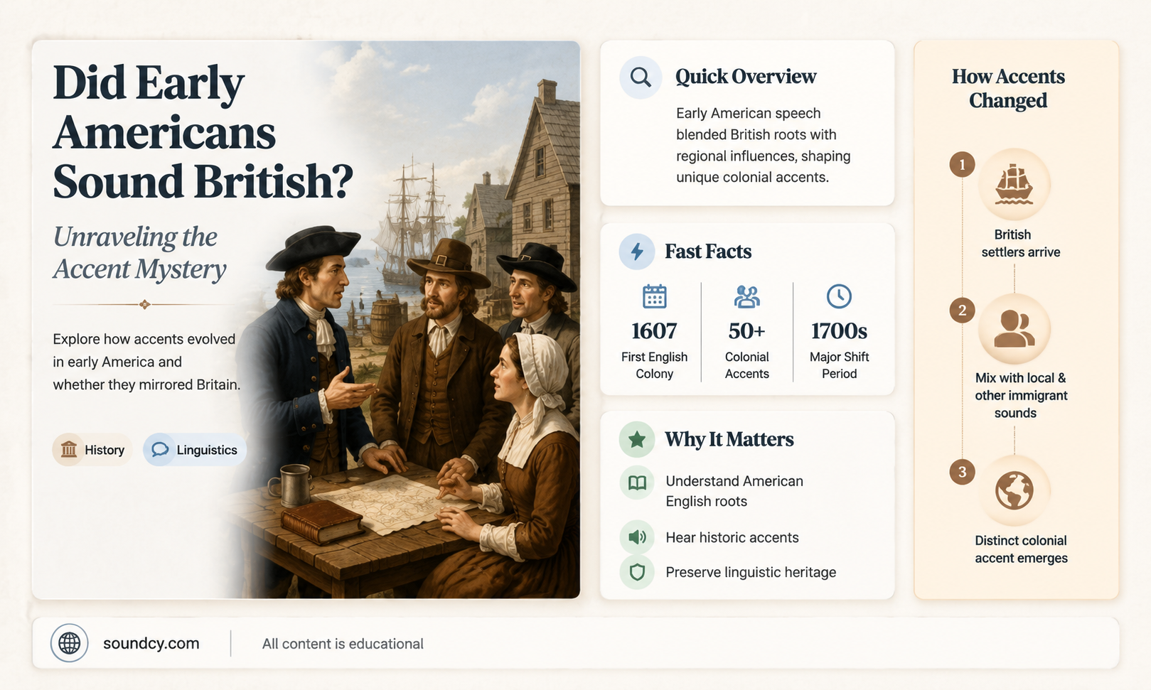 did early americans sound british