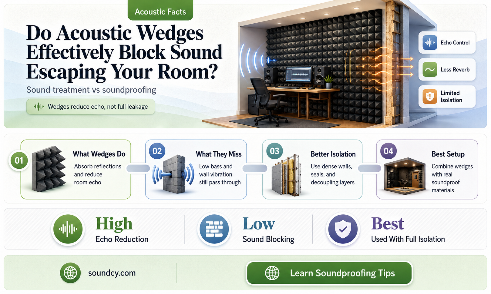 do acoustic wedges reduce sound coming out of room