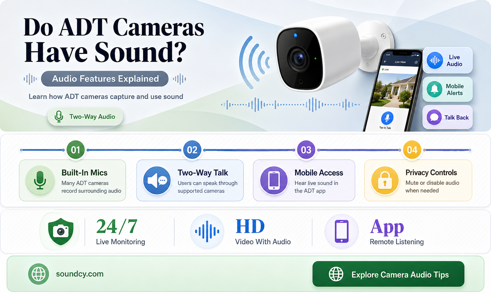 do adt cameras have sound