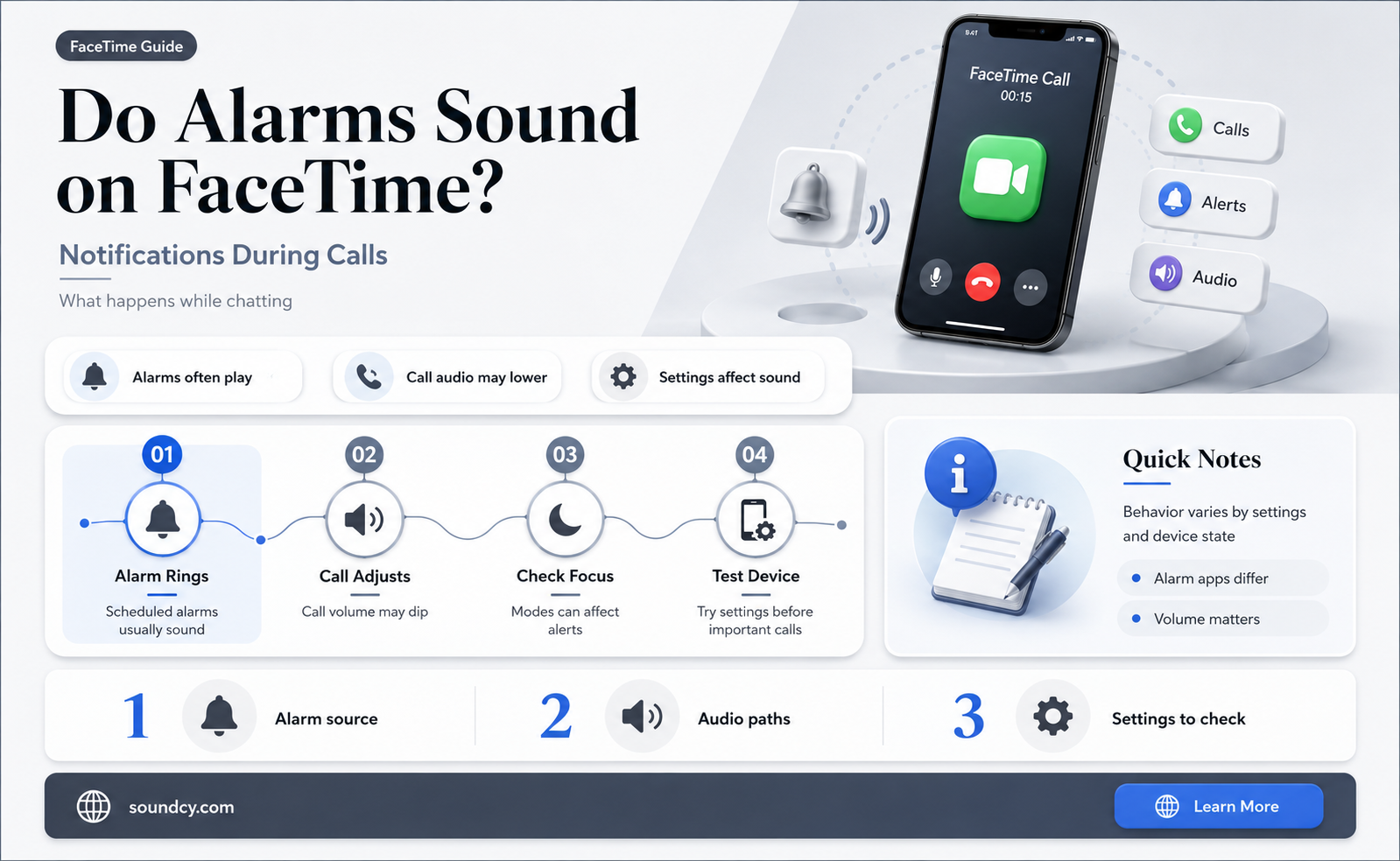 do alarms sound on facetime