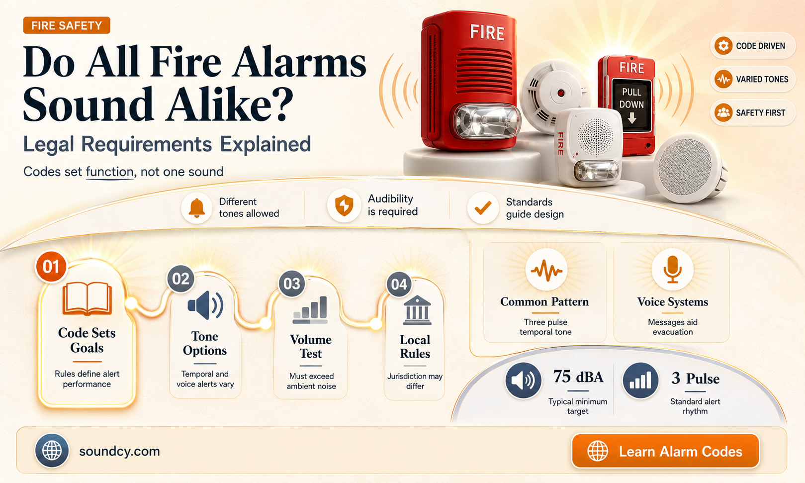 do all fire alarms sound the same by law