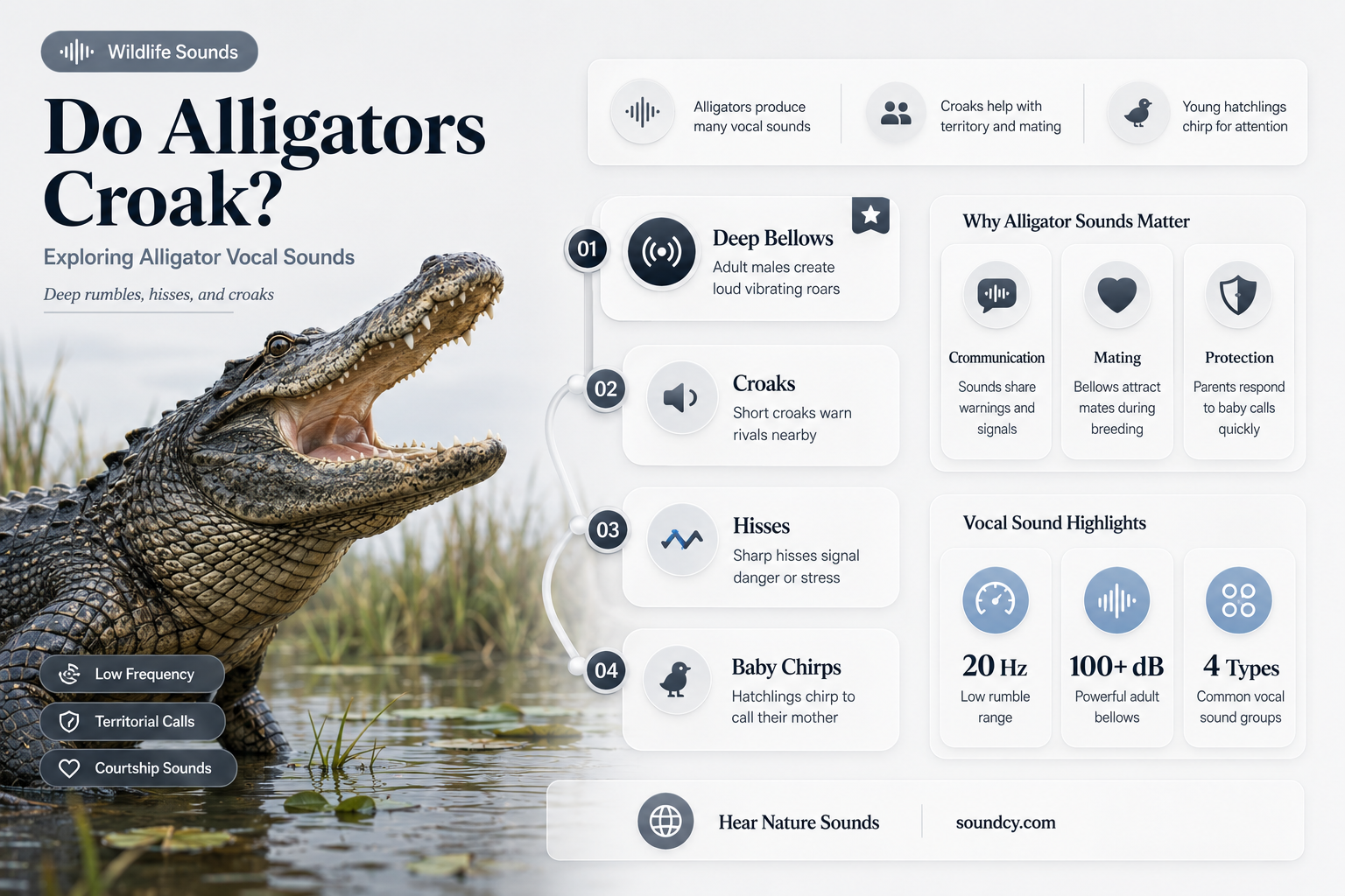 do alligators make croaking sound
