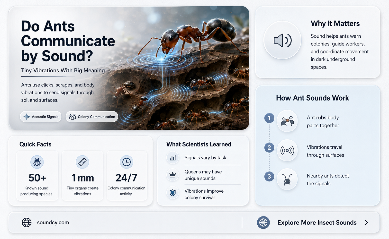 do ants communicate by sound