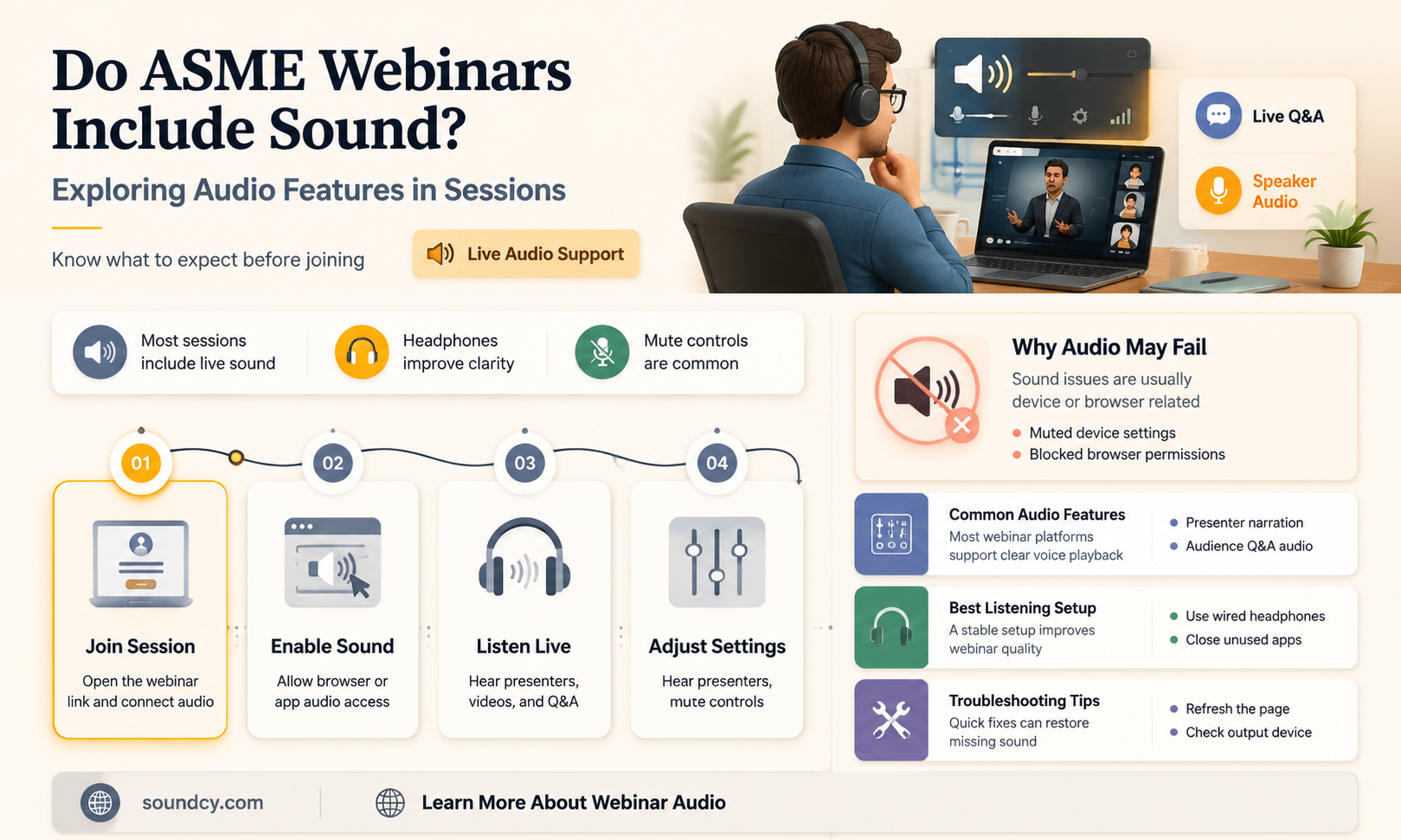 do asme webinars include sound