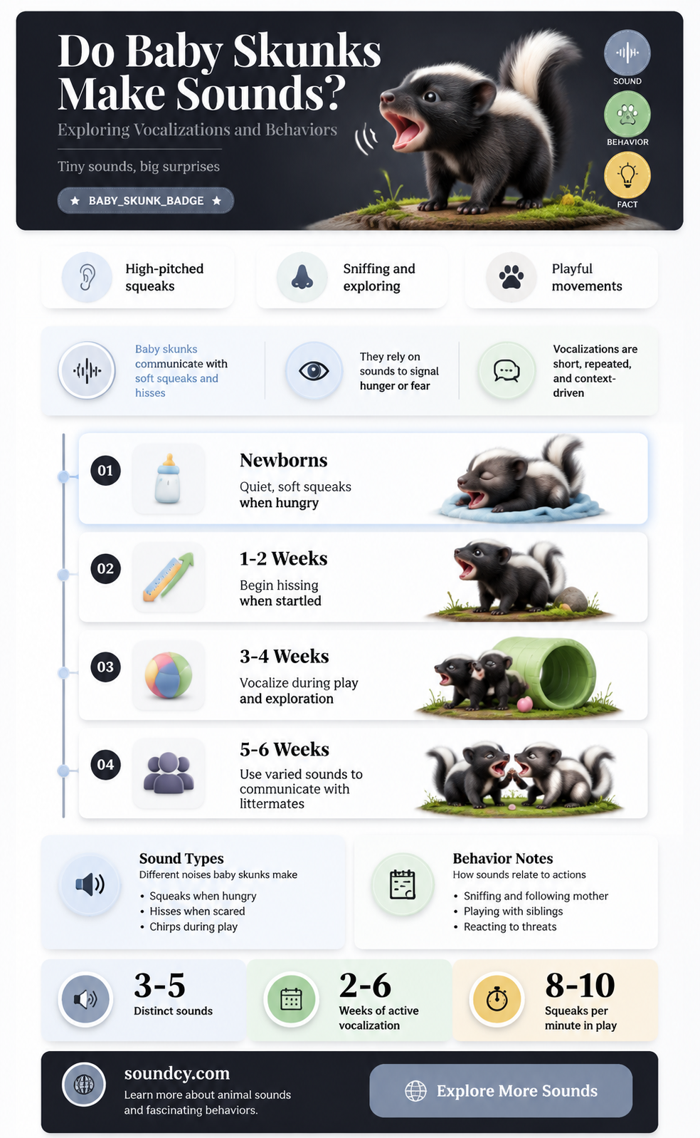 do baby skunks make sounds