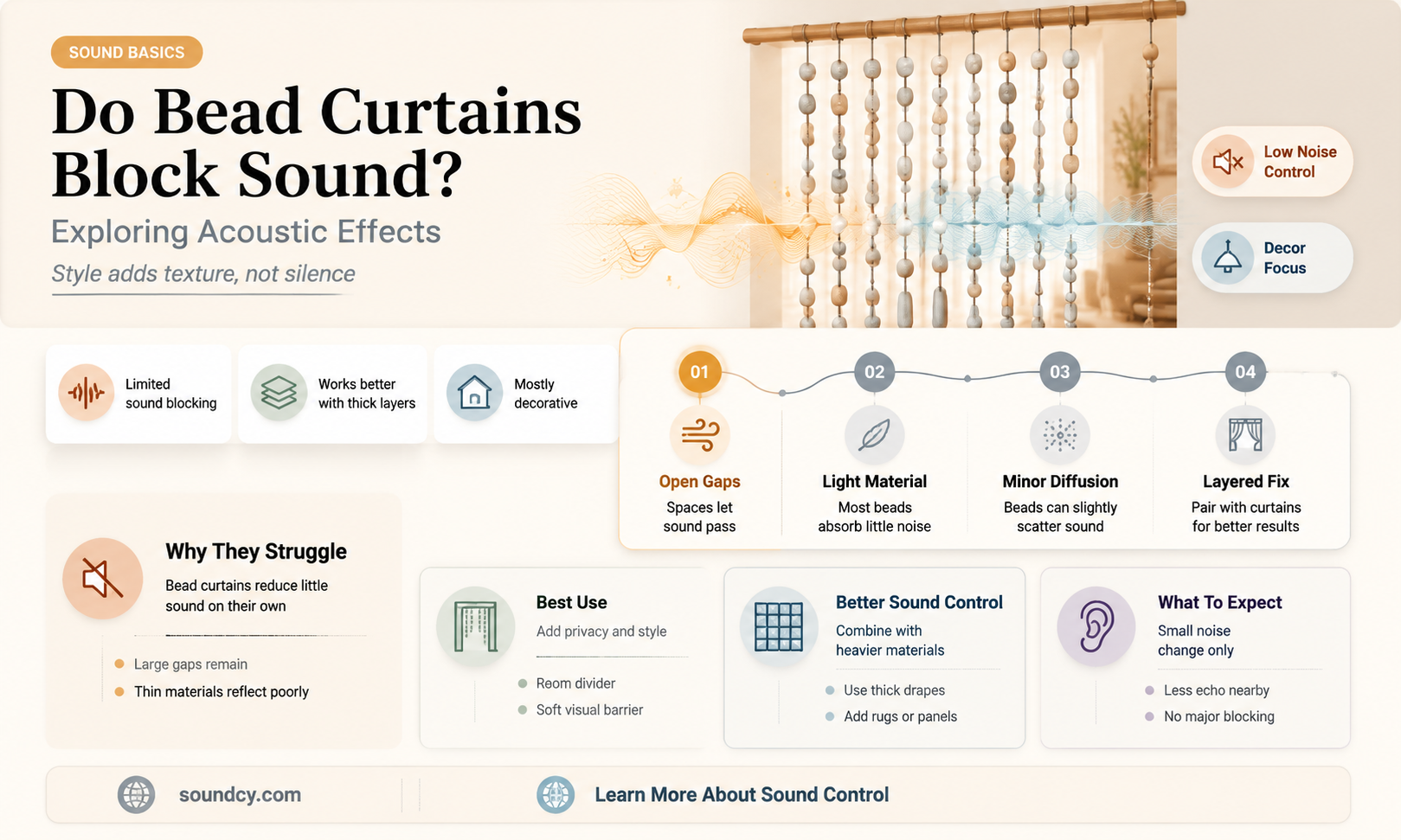 do bead curtains block sound