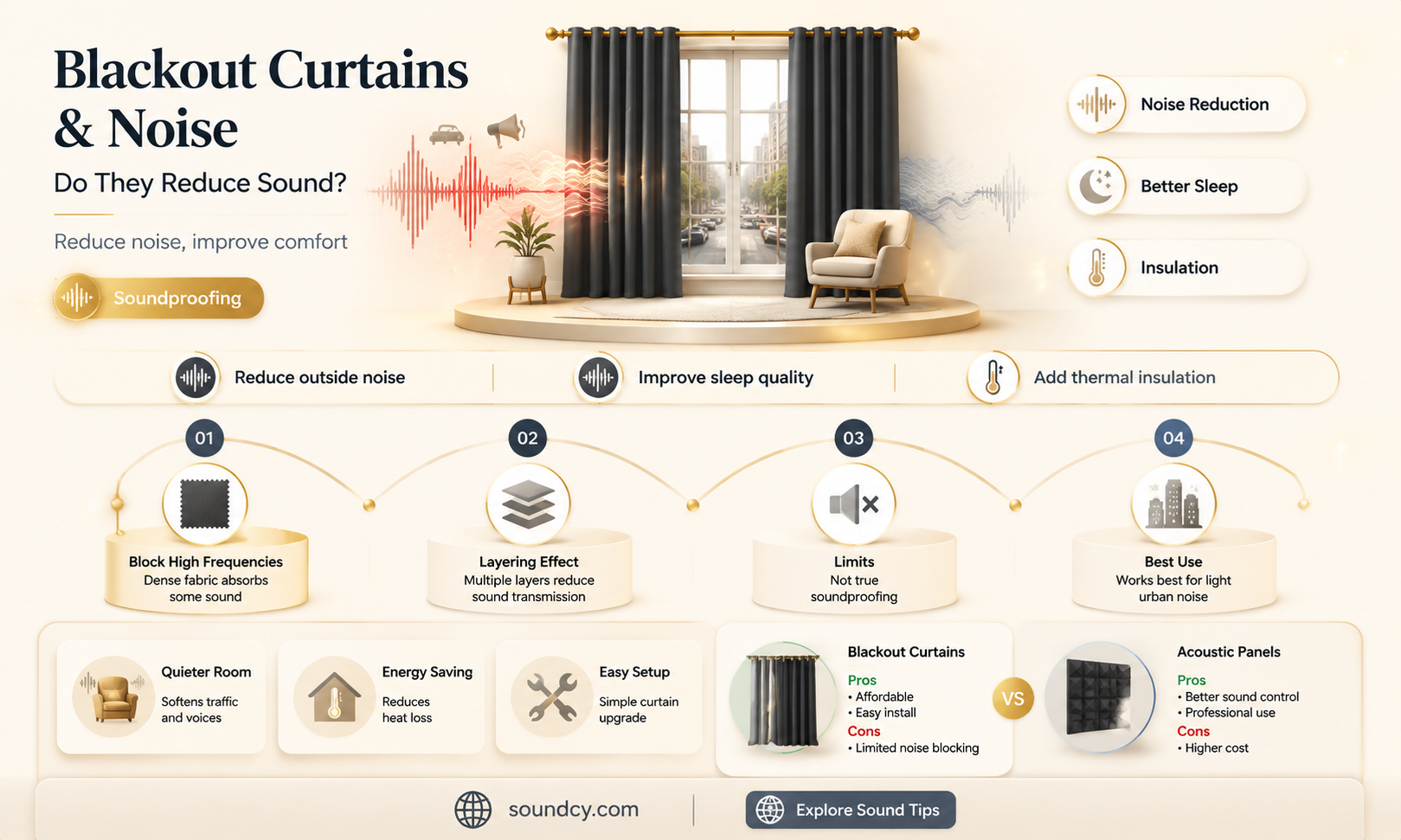 do blackout curtains muffle sound