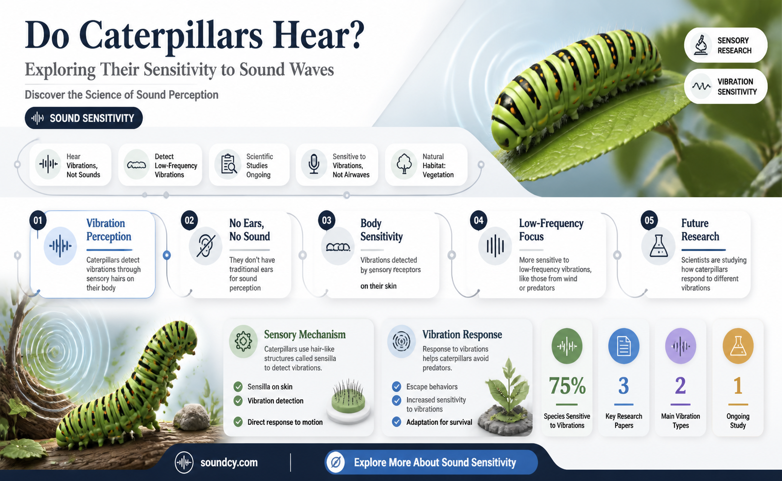 are caterpillars sensitive to sound