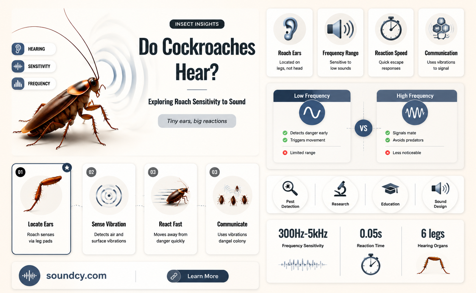 are roaches sensitive to sound