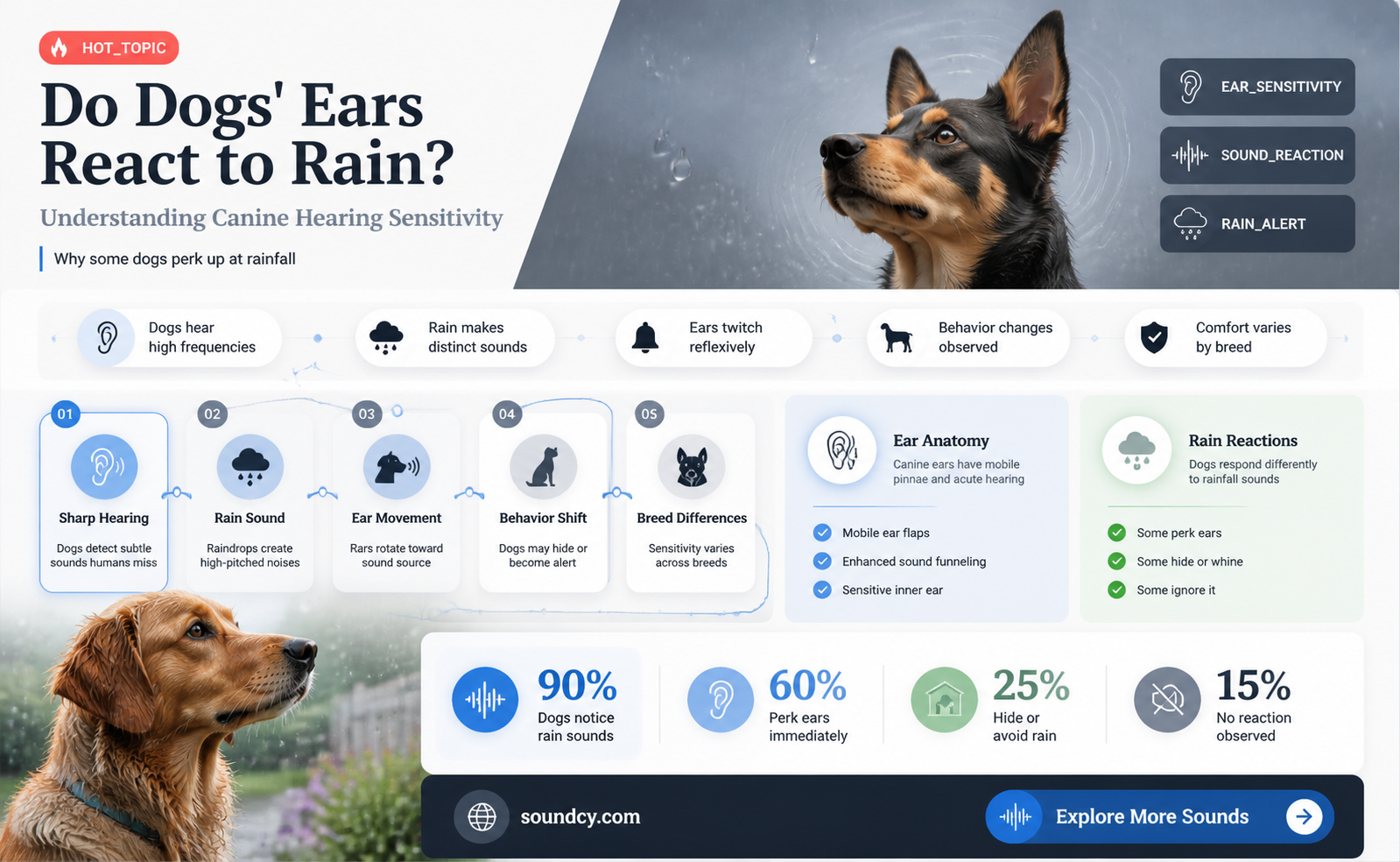 are dogs ears sensitive to the sound of rain