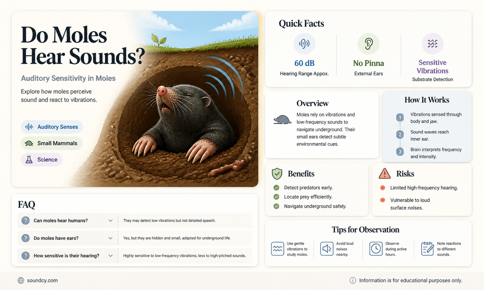 are moles sensitive to sound