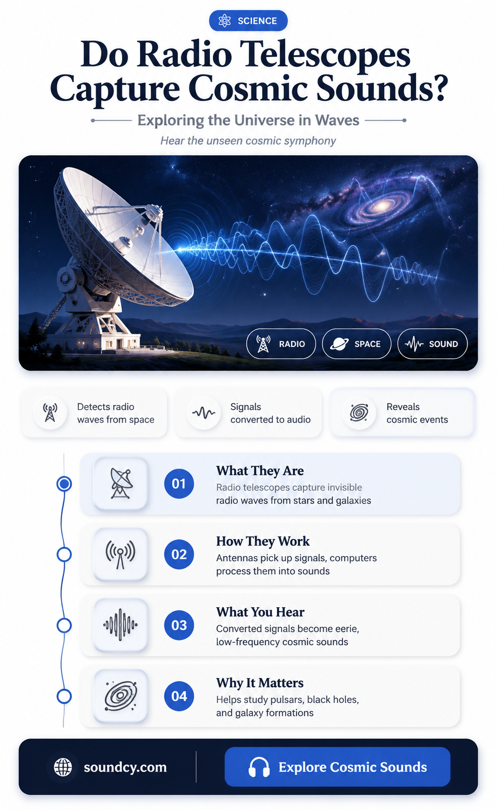 are the radio telescopes catching sound from space explain