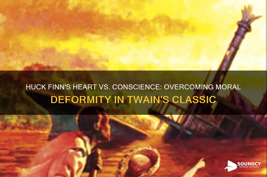does hucks finn sound heart defeat his deformed conscience