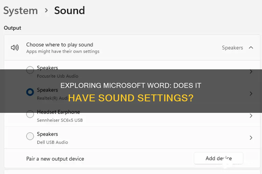 does microsoft word have sound settings