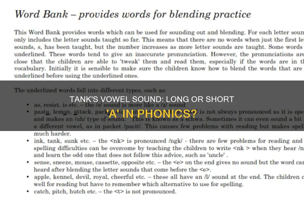 does tank have a long or short a sound