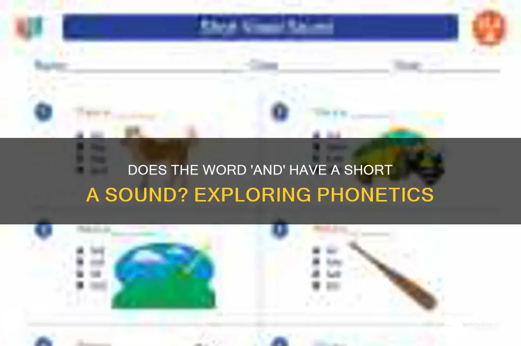 does the word and have a short a sound