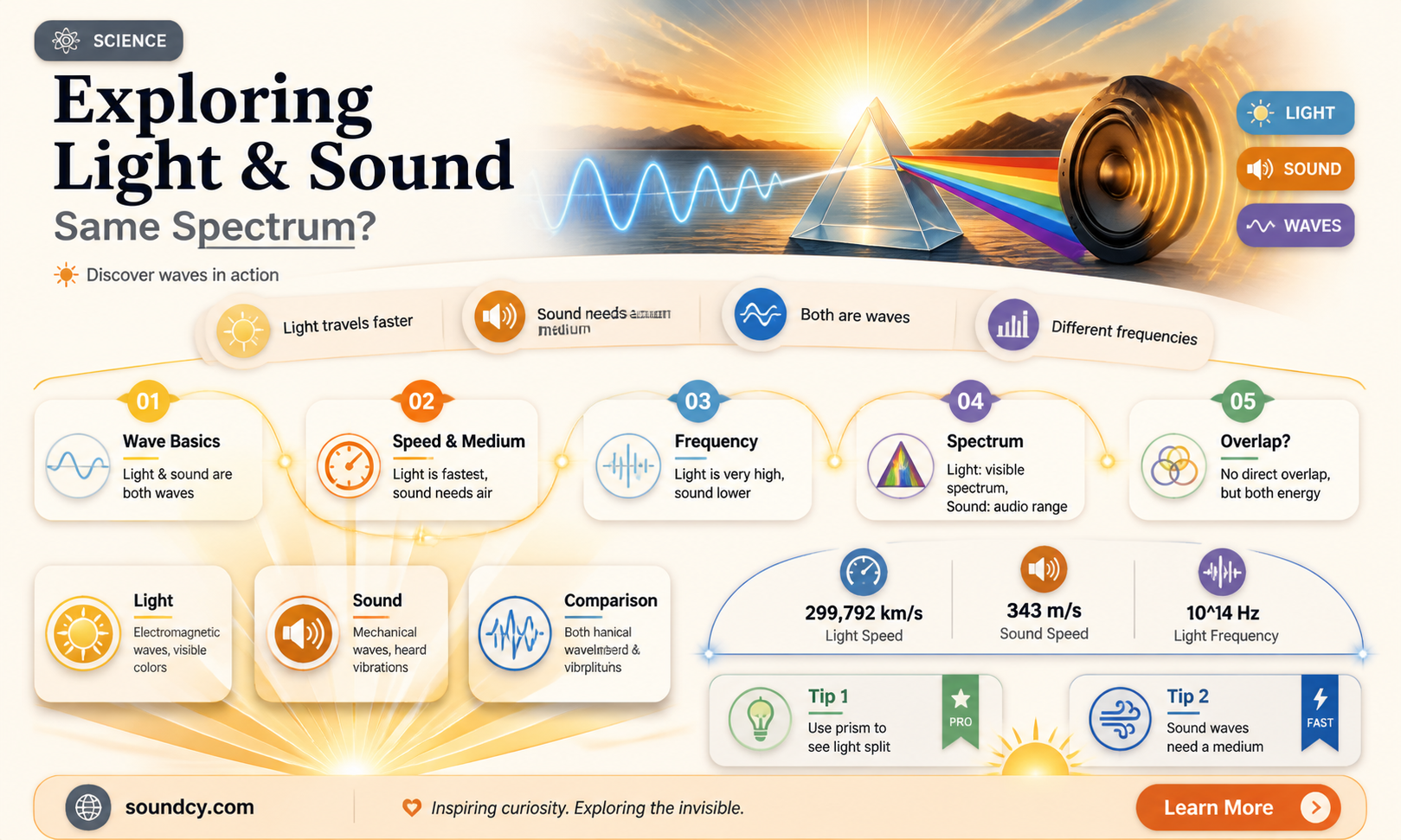 are light and sound on the same electromagnetic spectrum