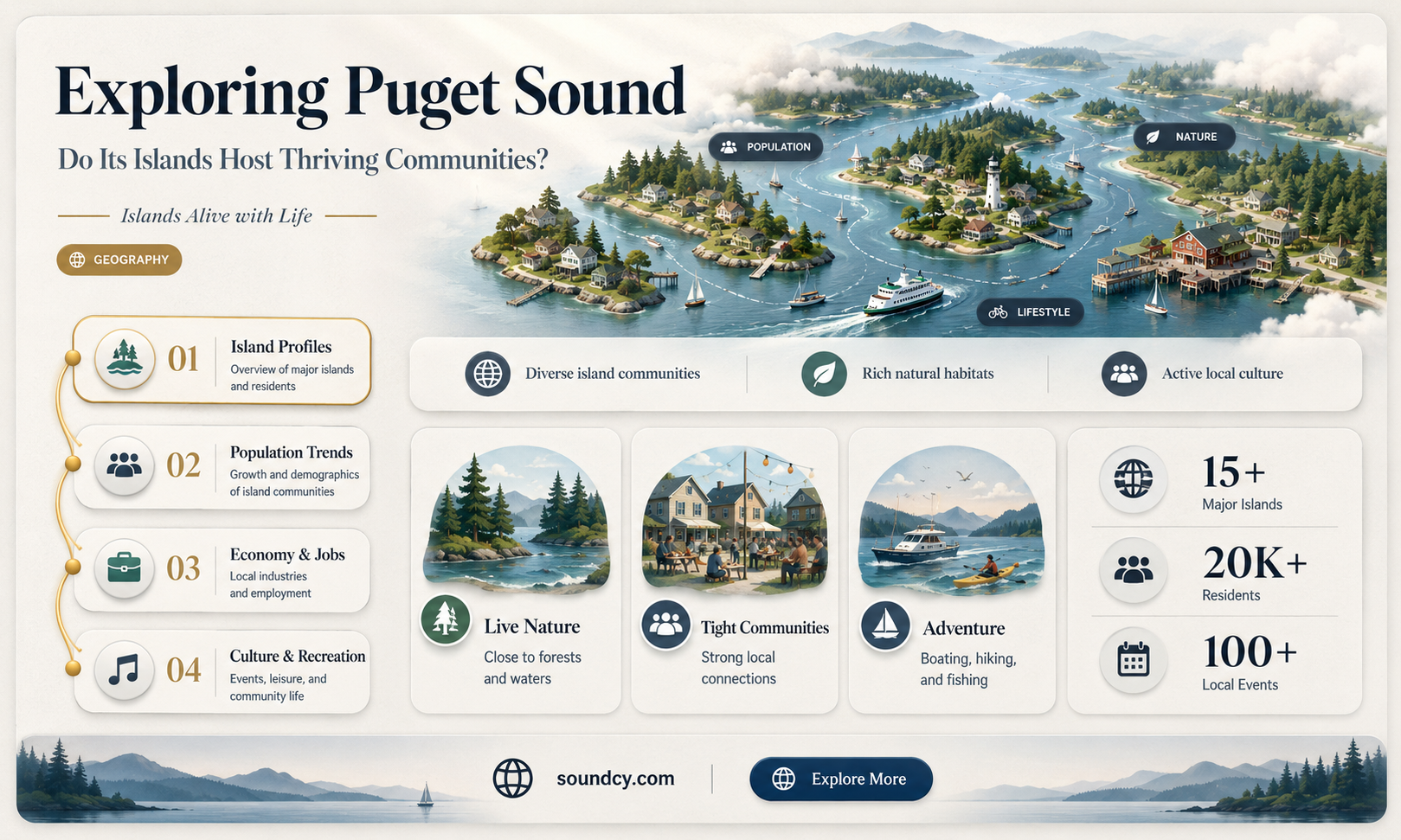 do any of the puget sound islands have communities