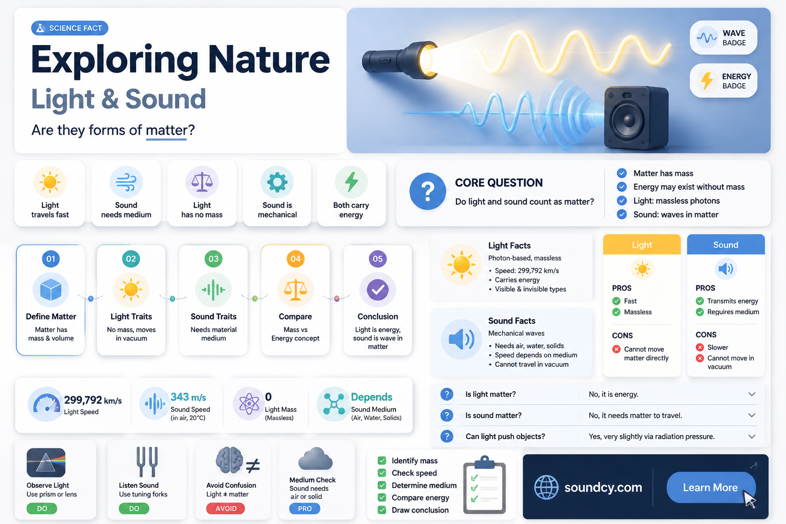 are light and sound matter