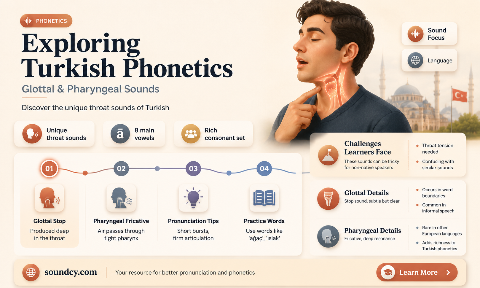 are there glottal or pharyngeal sounds in turkish language