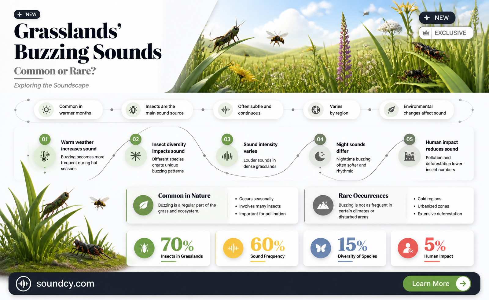 are buzzing sounds common in grasslands