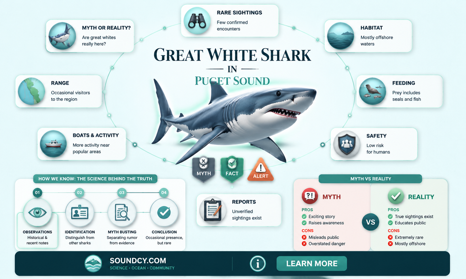 are there great white sharks in the puget sound