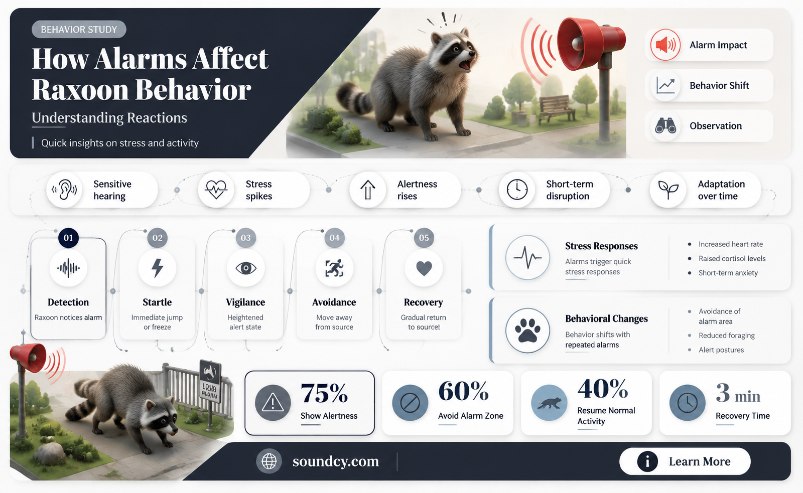 are raxoons scared by alarm sounds
