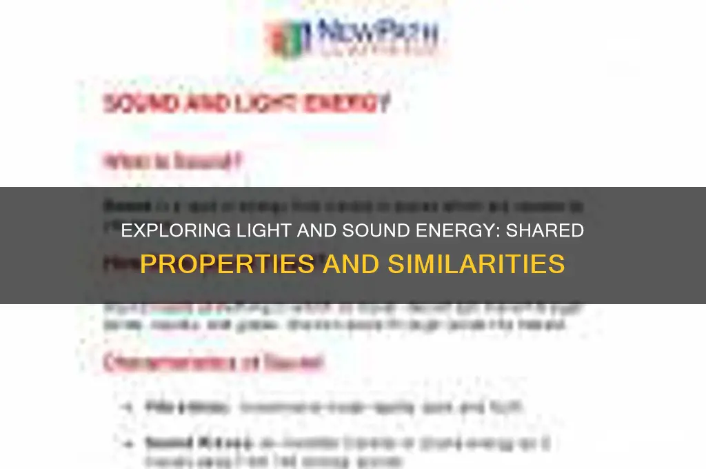 how are light energy and sound energy the same