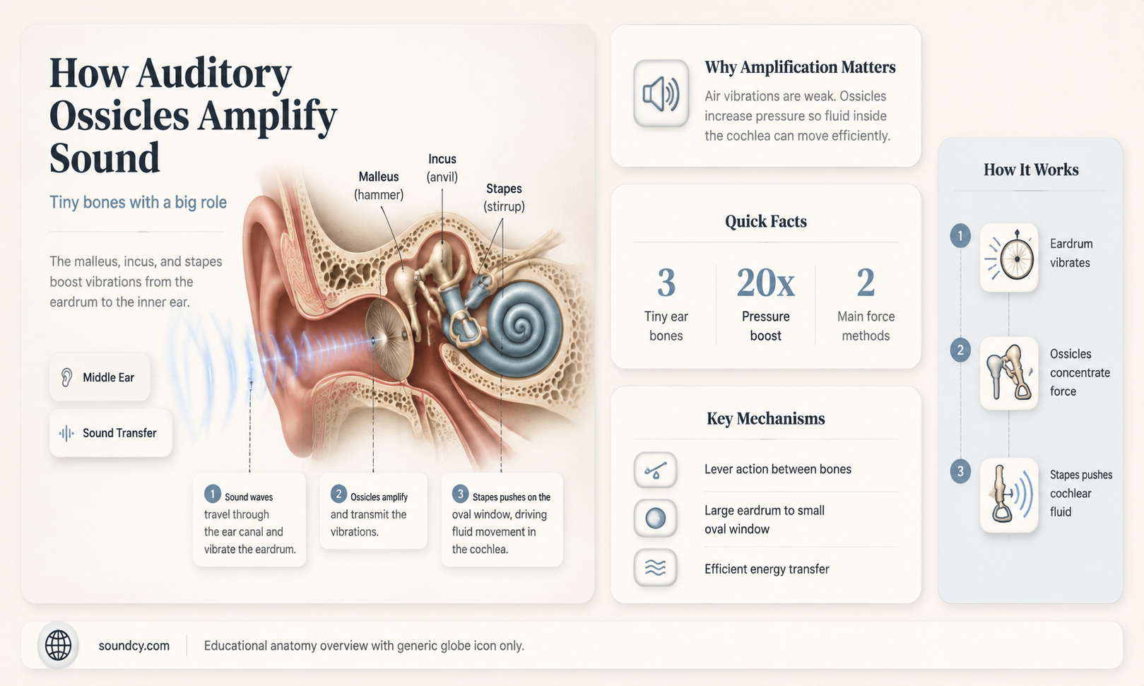 do auditory ossicles amplify sound