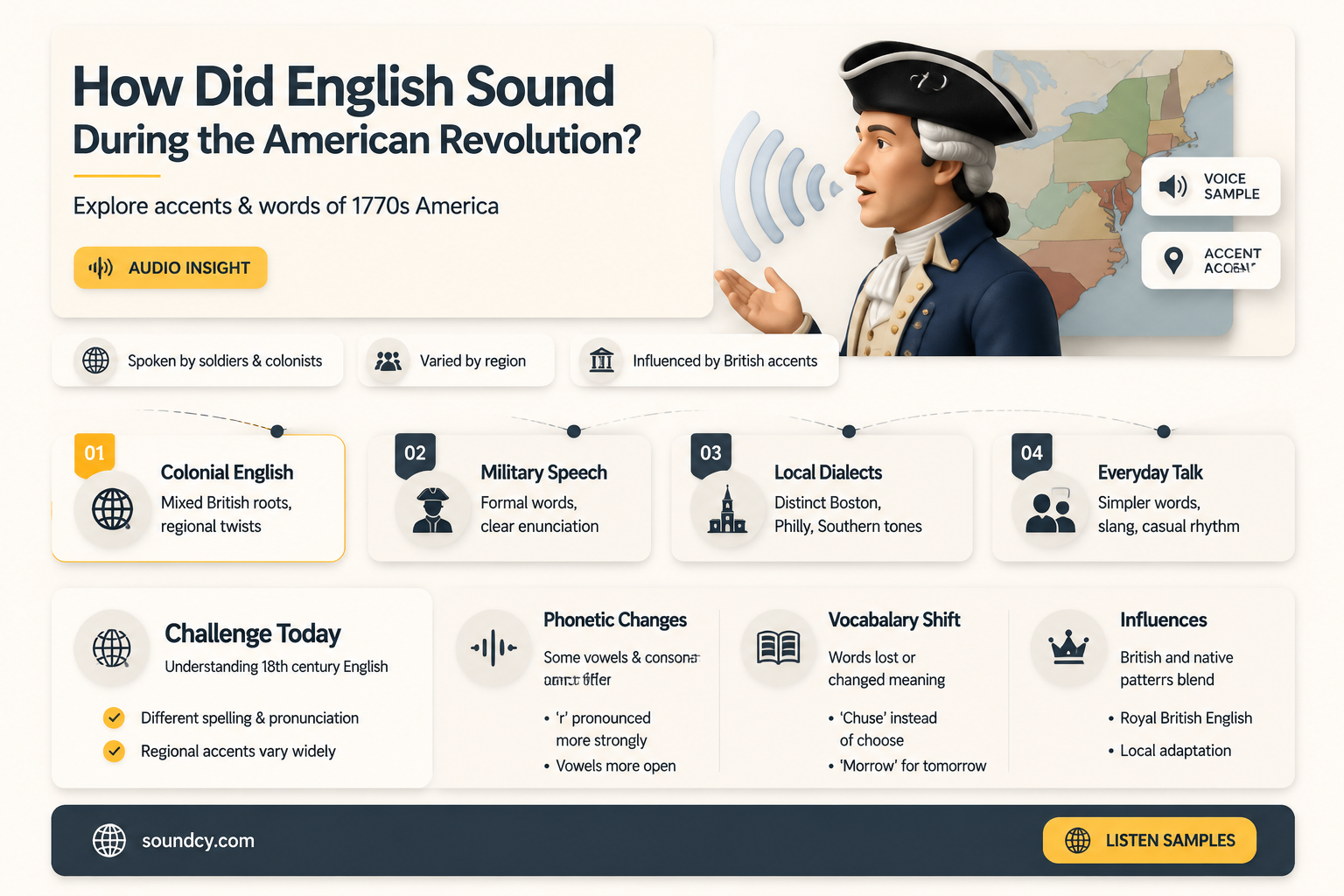 did english sound the same during the american revolution