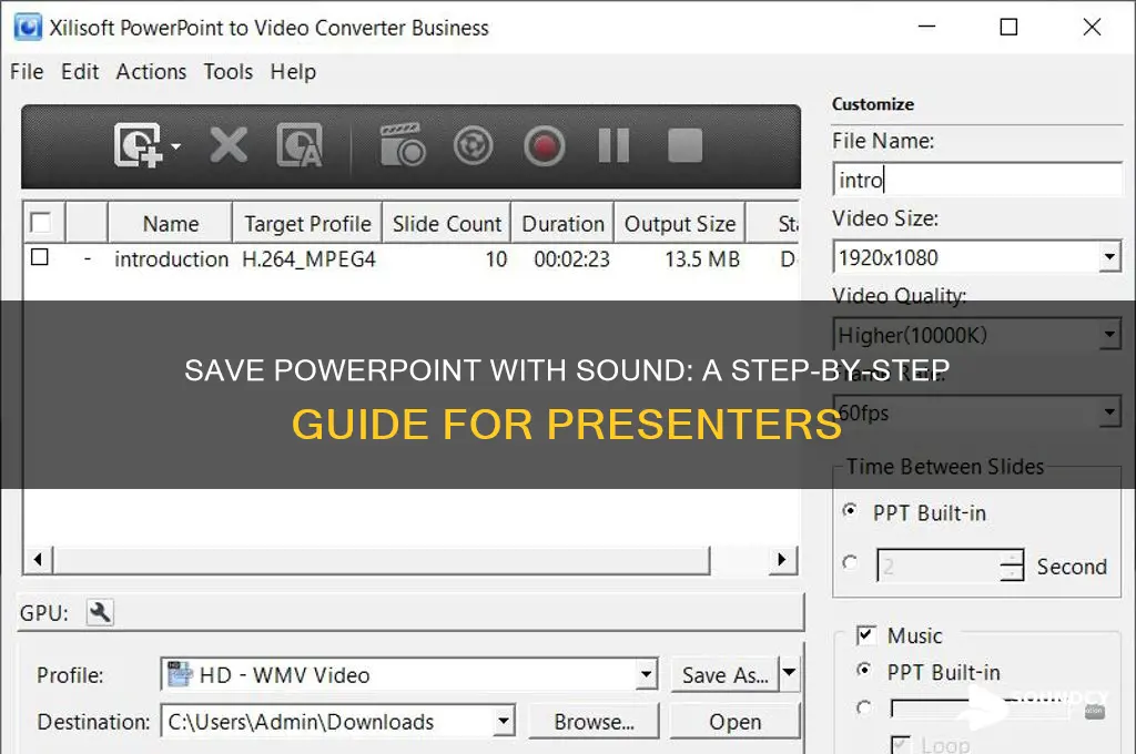 how do i save a powerpoint presentation with sound