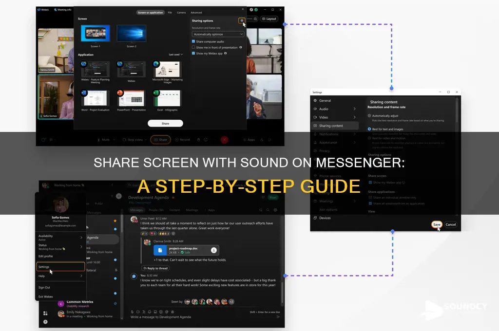 how do you share screen on messenger with sound
