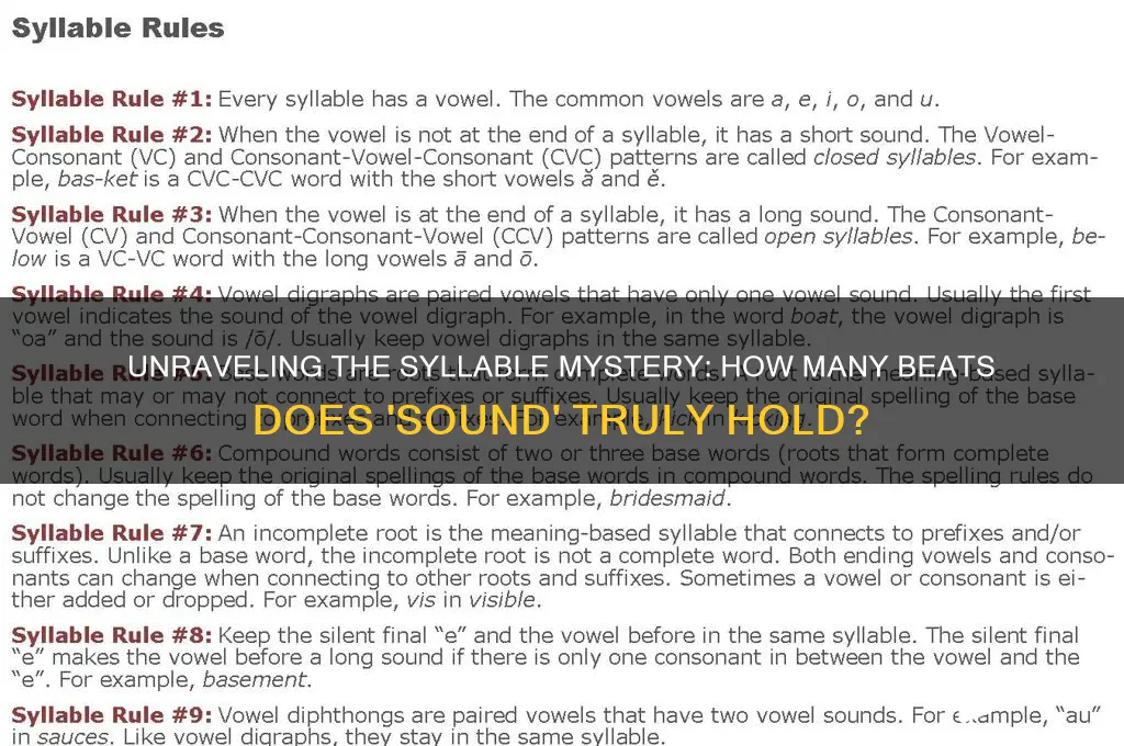 how many syllables are there in the word sound