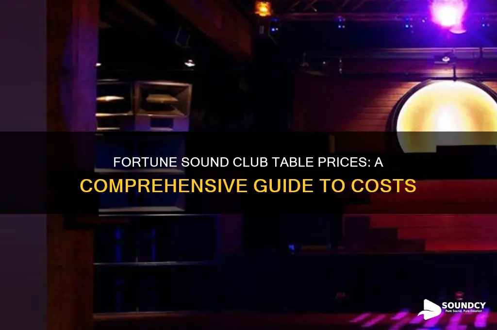 how much is a table at fortune sound club