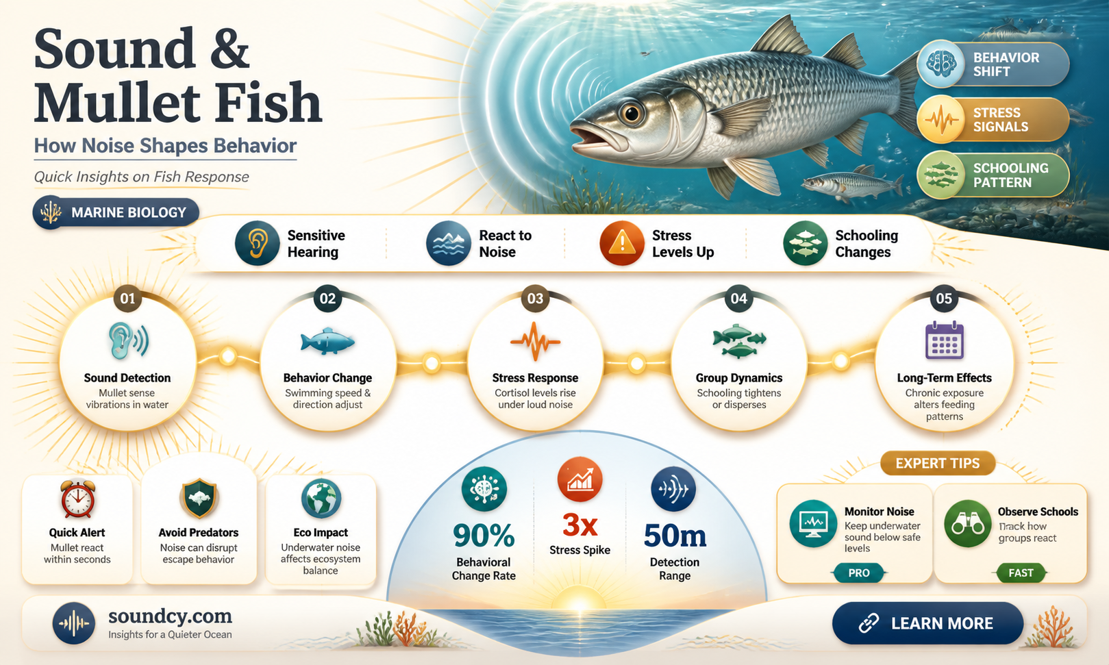 are mullet fish sensitive to sound