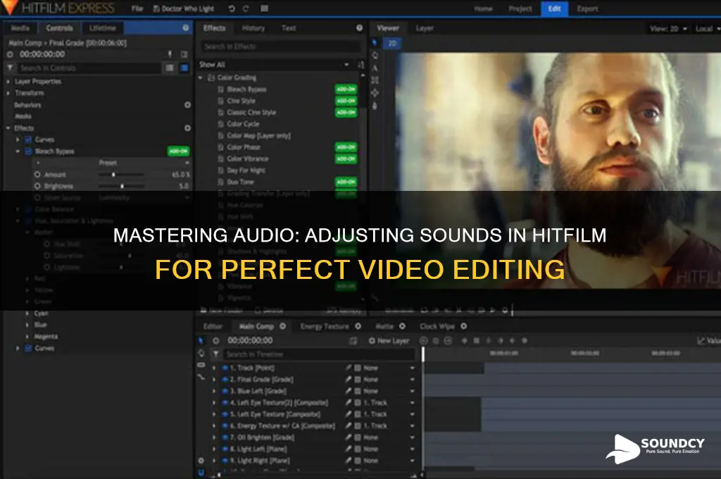 how to adjust sounds on hitfilms